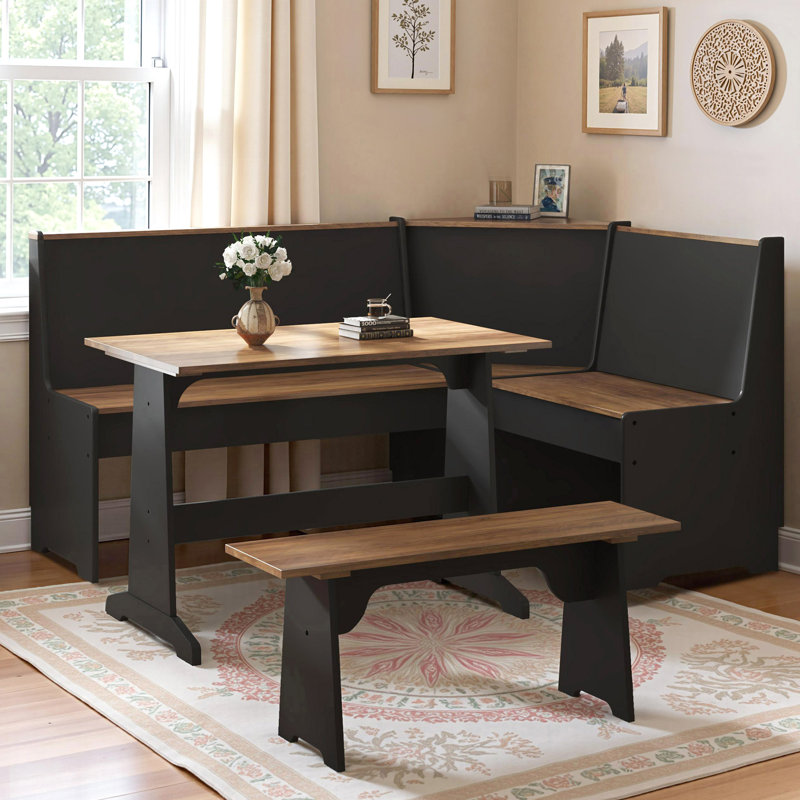 Ophelia & Co. Deral 5 – Person Corner Paulownia Wood Kitchen Nook